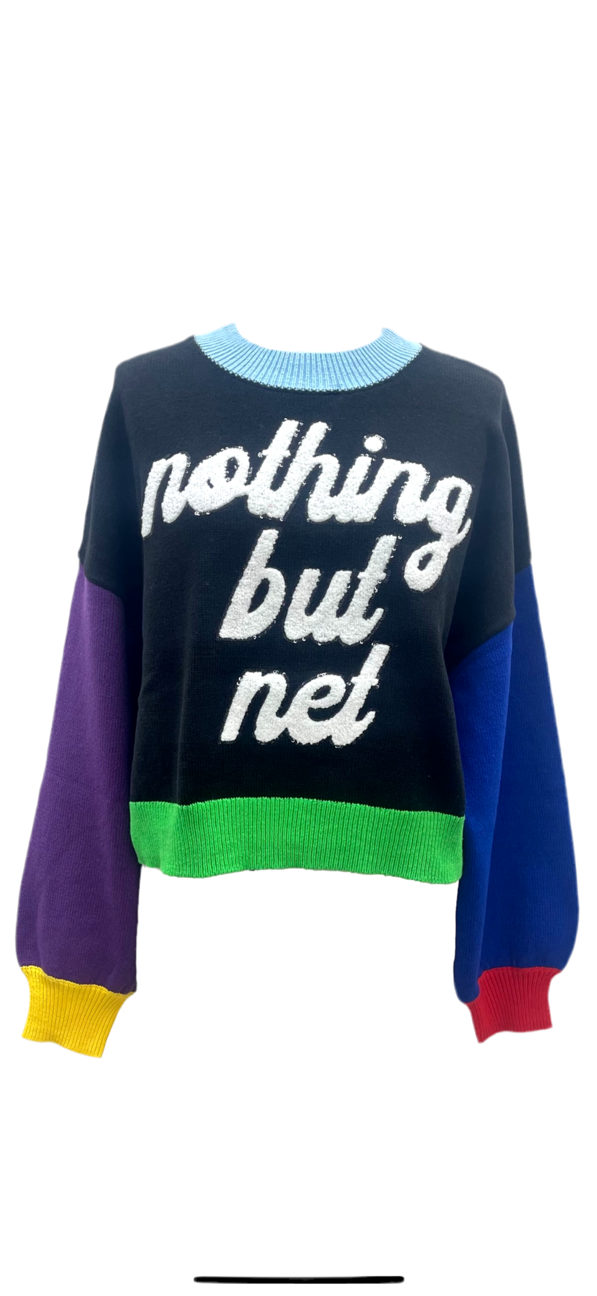 Queen of Sparkles Colorblock Nothing But Net Basketball Sweater