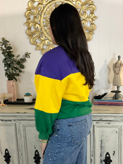 Queen of Sparkles Mardi Gras Card Logo Sweatshirt