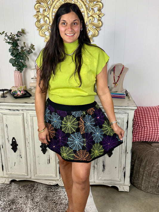 Queen of Sparkles Black Spider Web Skirt