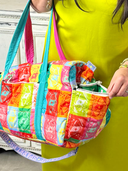 Queen of Sparkles Multi Colorblock Logo Duffle