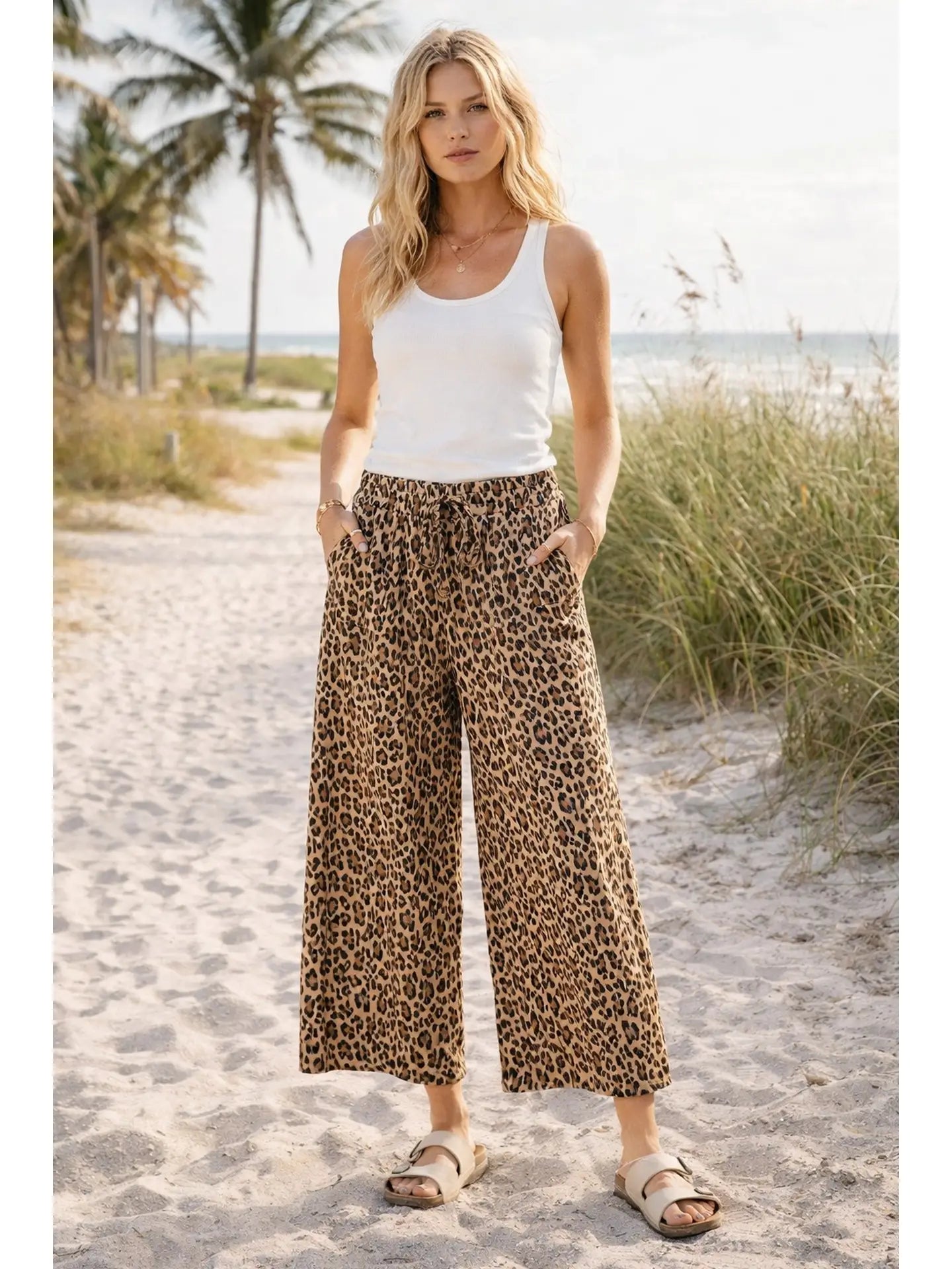 Leopard Print Wide Leg Pants