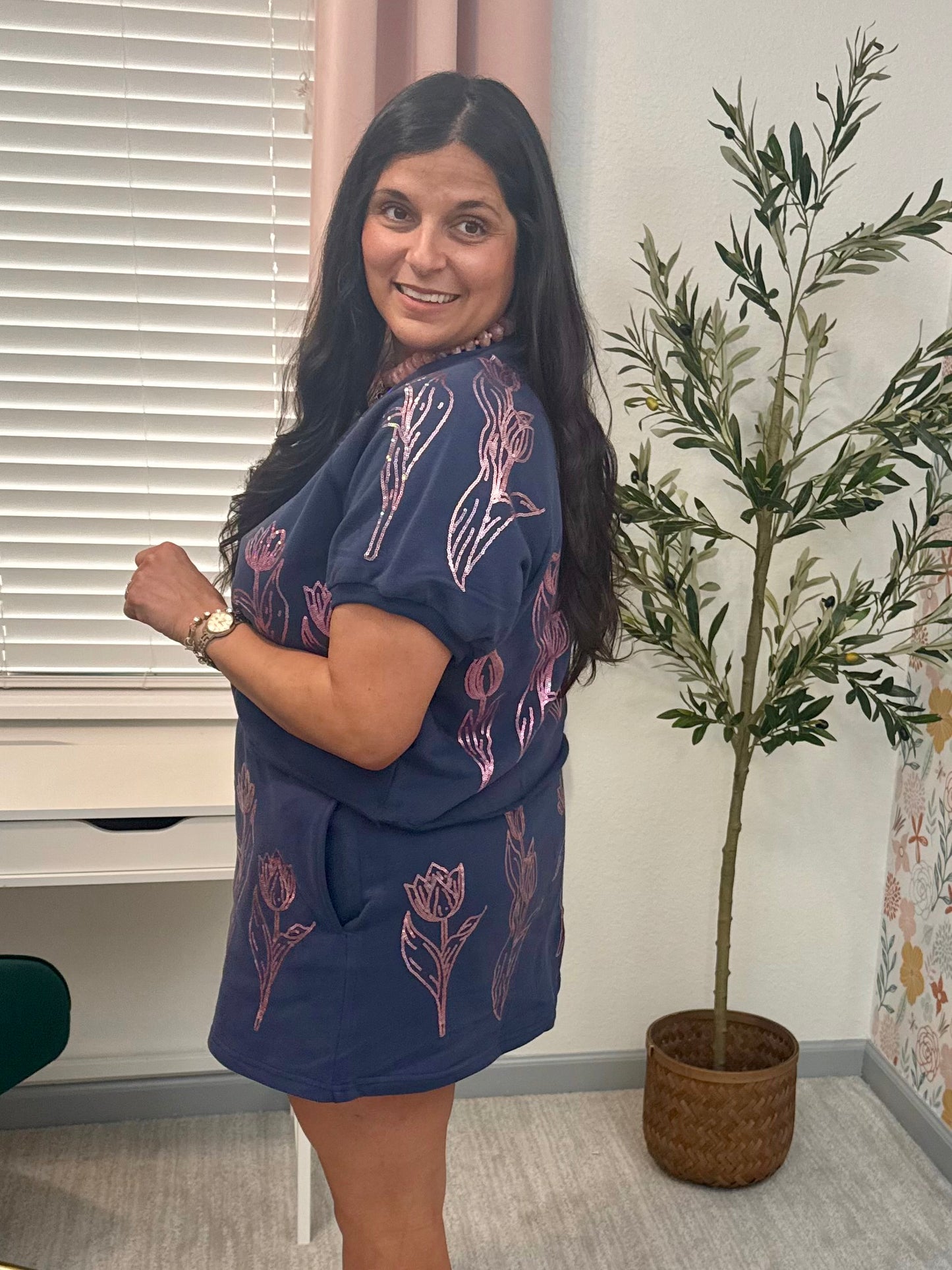 Queen of Sparkles X Denash Apparel Exclusive Navy Floral Top