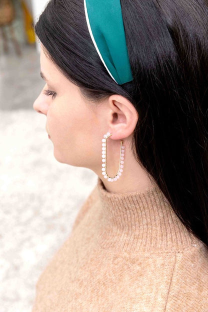 Beaded Racetrack Hoop Earrings