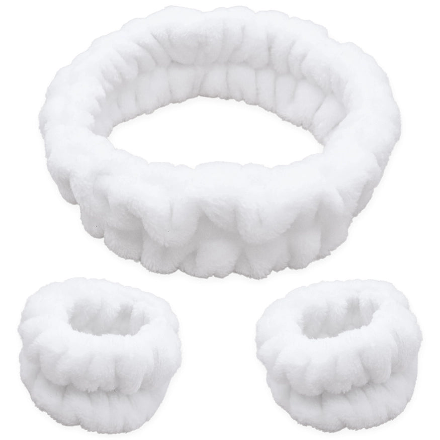 White Face Washing Headband & Wristband Set