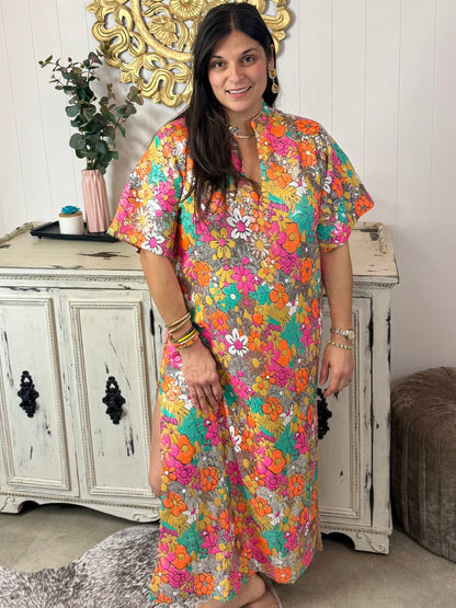 BuddyLove Leighton Coral Cascade Maxi Dress