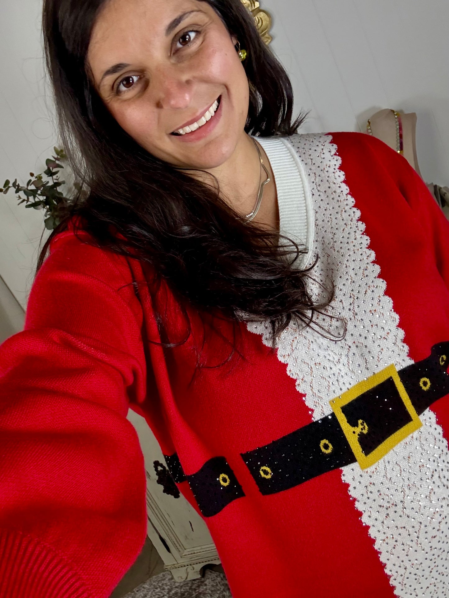 Queen of Sparkles Red Santa's Coat Sweater Dress