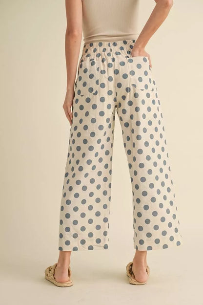 Blue Polka Dot Wide Leg Pants