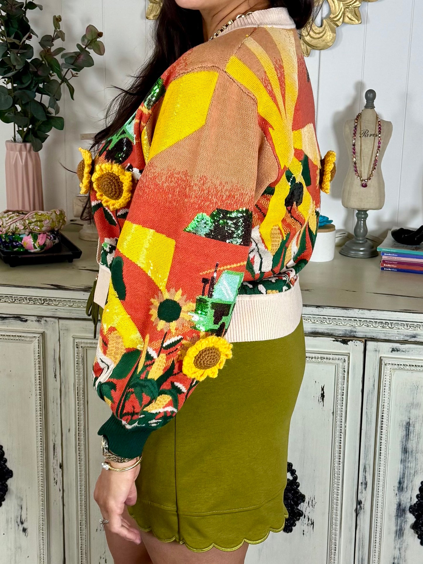 Queen of Sparkles Farm and Sunflowers Cardigan