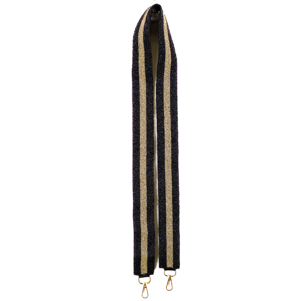 Black & Gold Stripe Beaded Purse Strap