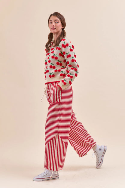 Relaxed Fit Red Stripe Pants