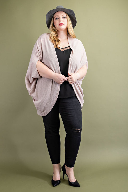 Oatmeal Open Front Dolman Cardigan