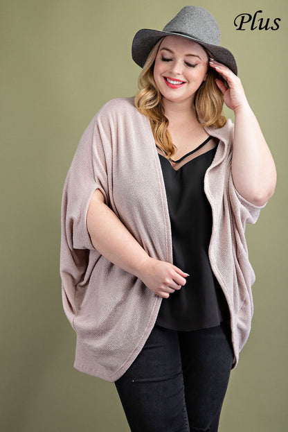 Oatmeal Open Front Dolman Cardigan