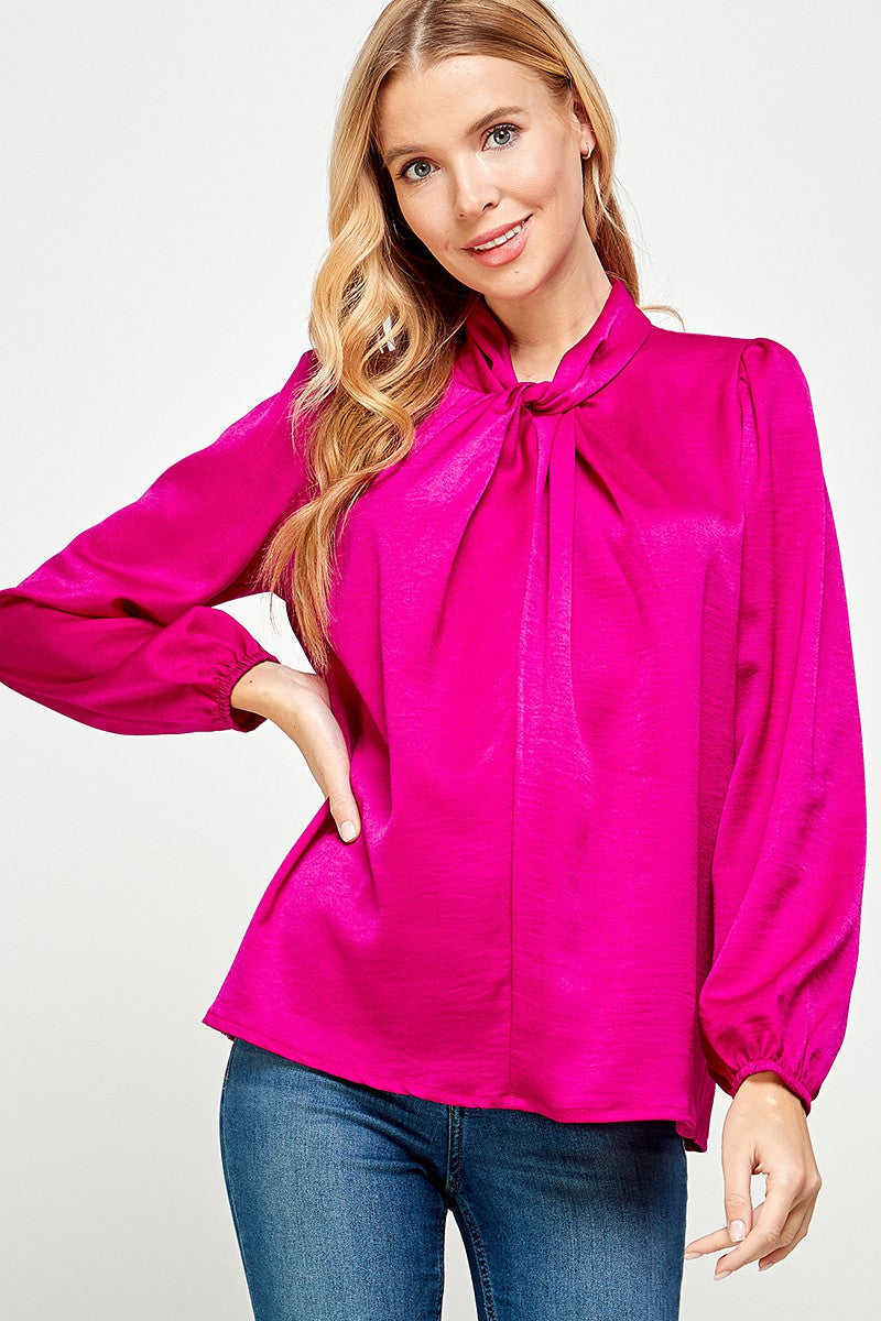 Magenta Twist Neck Top