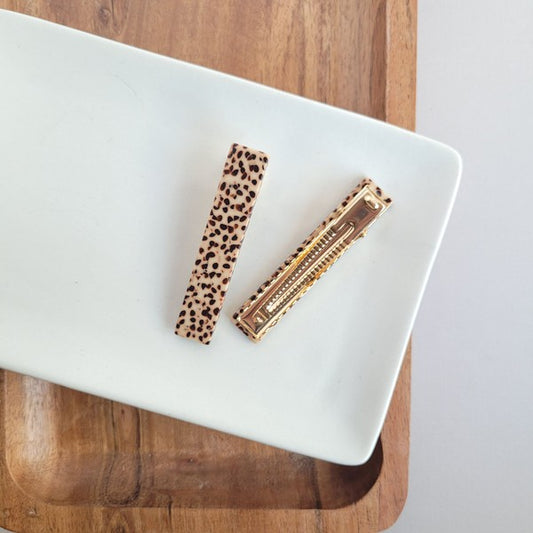 Eleanor Hair Clips - Brown Dot