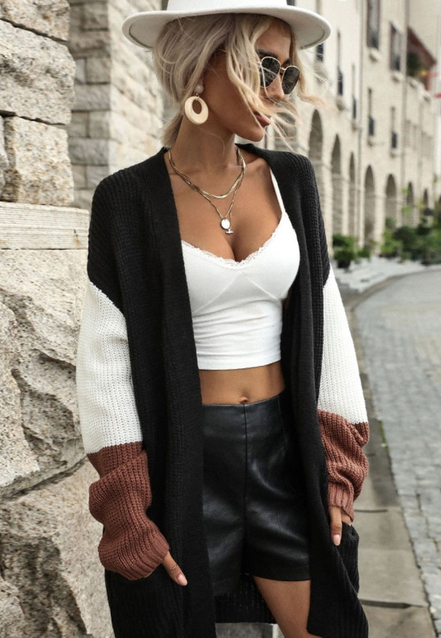 Triple Tone Chunky Knit Cardigan