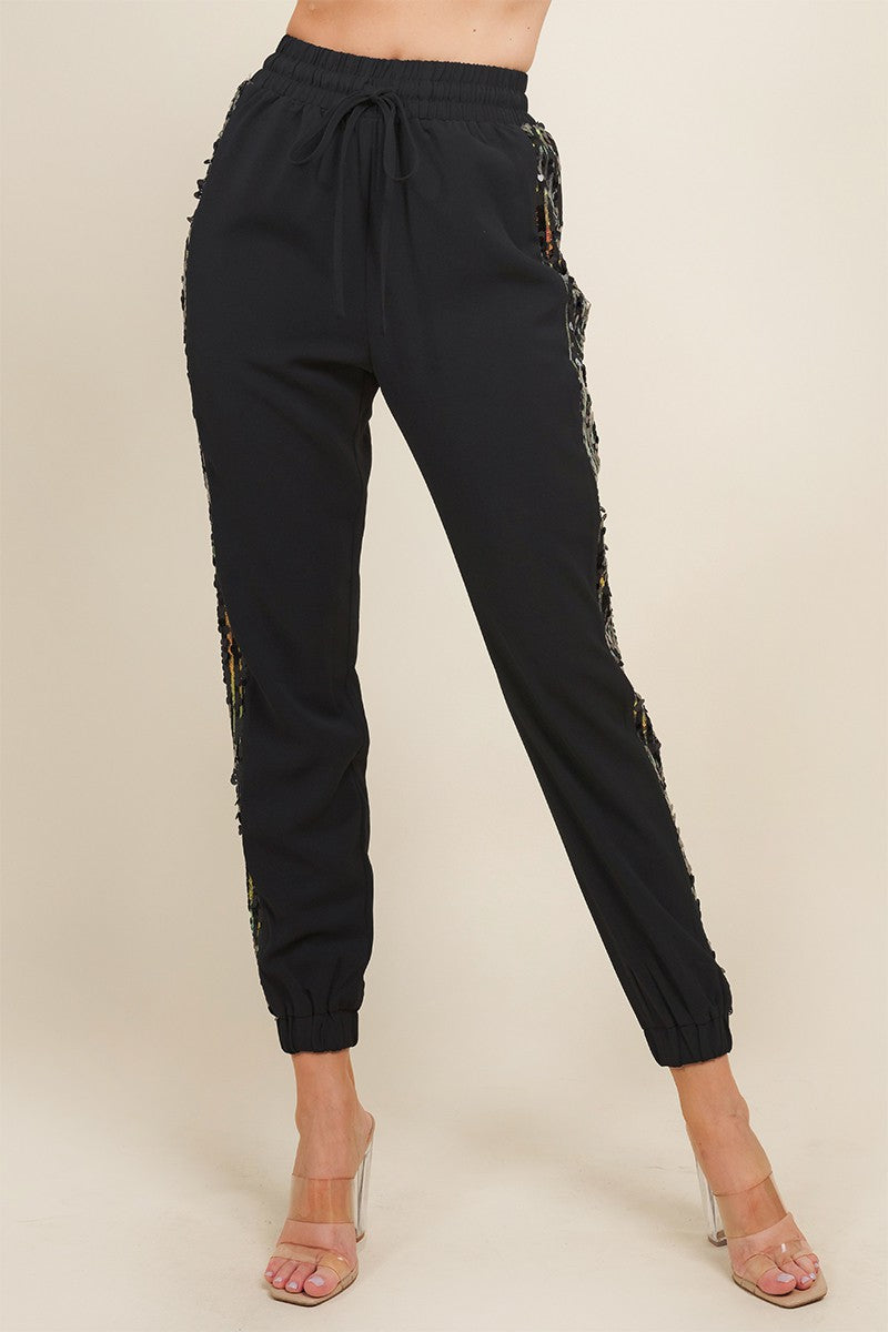 Black Sequin Jogger