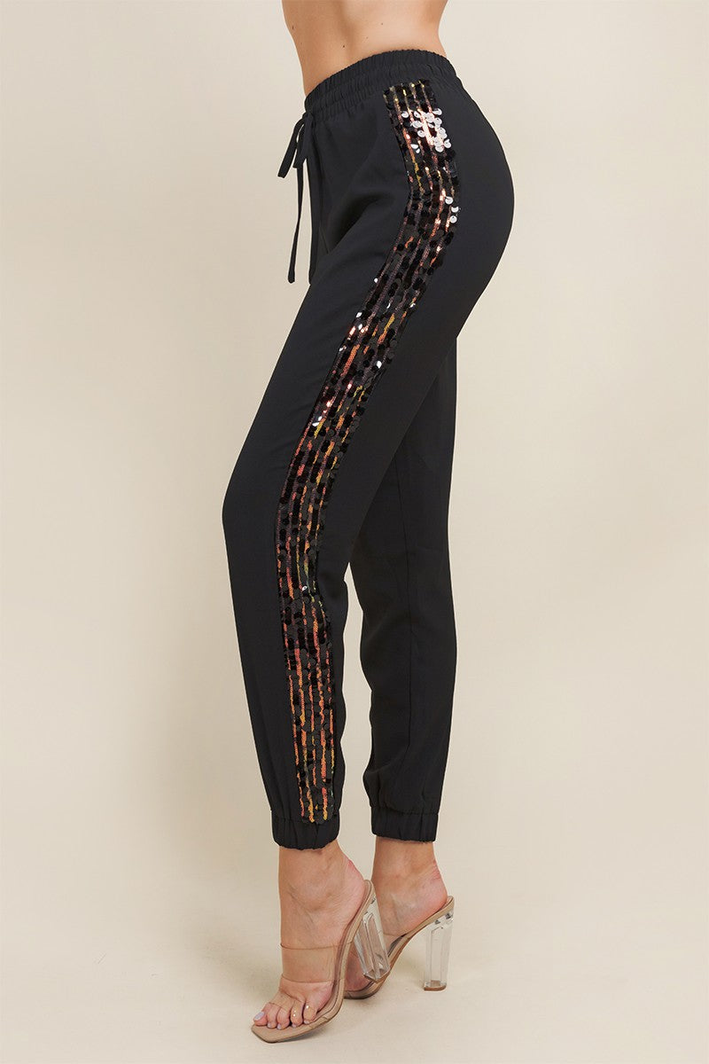 Black Sequin Jogger