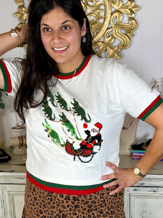 Christmas Alligator Sweater
