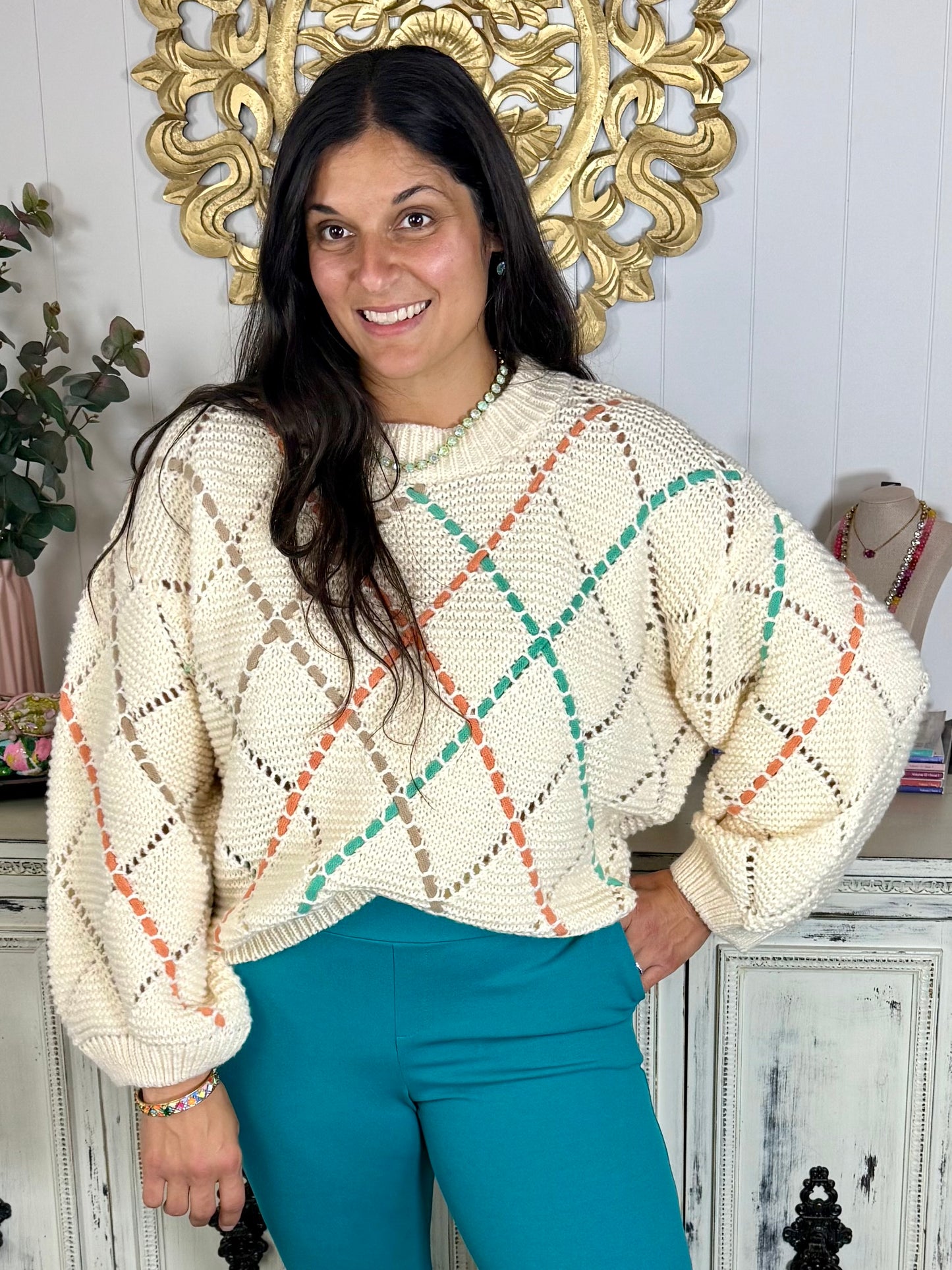 Lattice Cut Out Knit Sweater