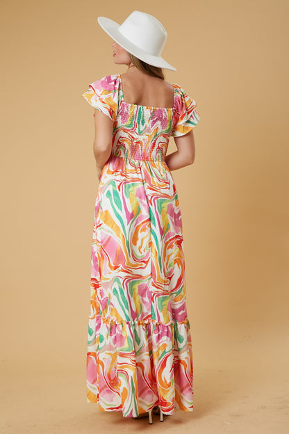 Multicolor Marble Maxi Dress