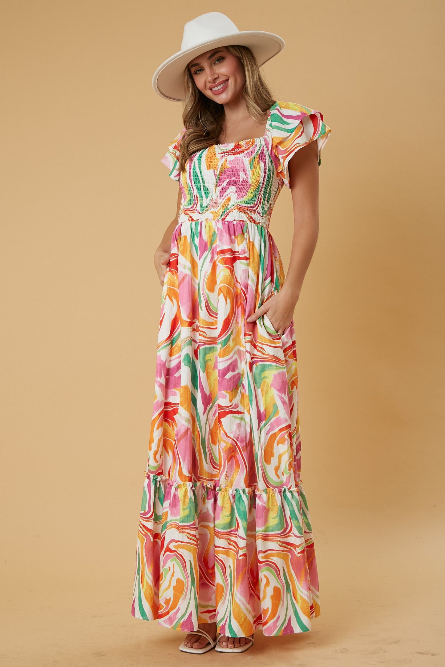 Multicolor Marble Maxi Dress