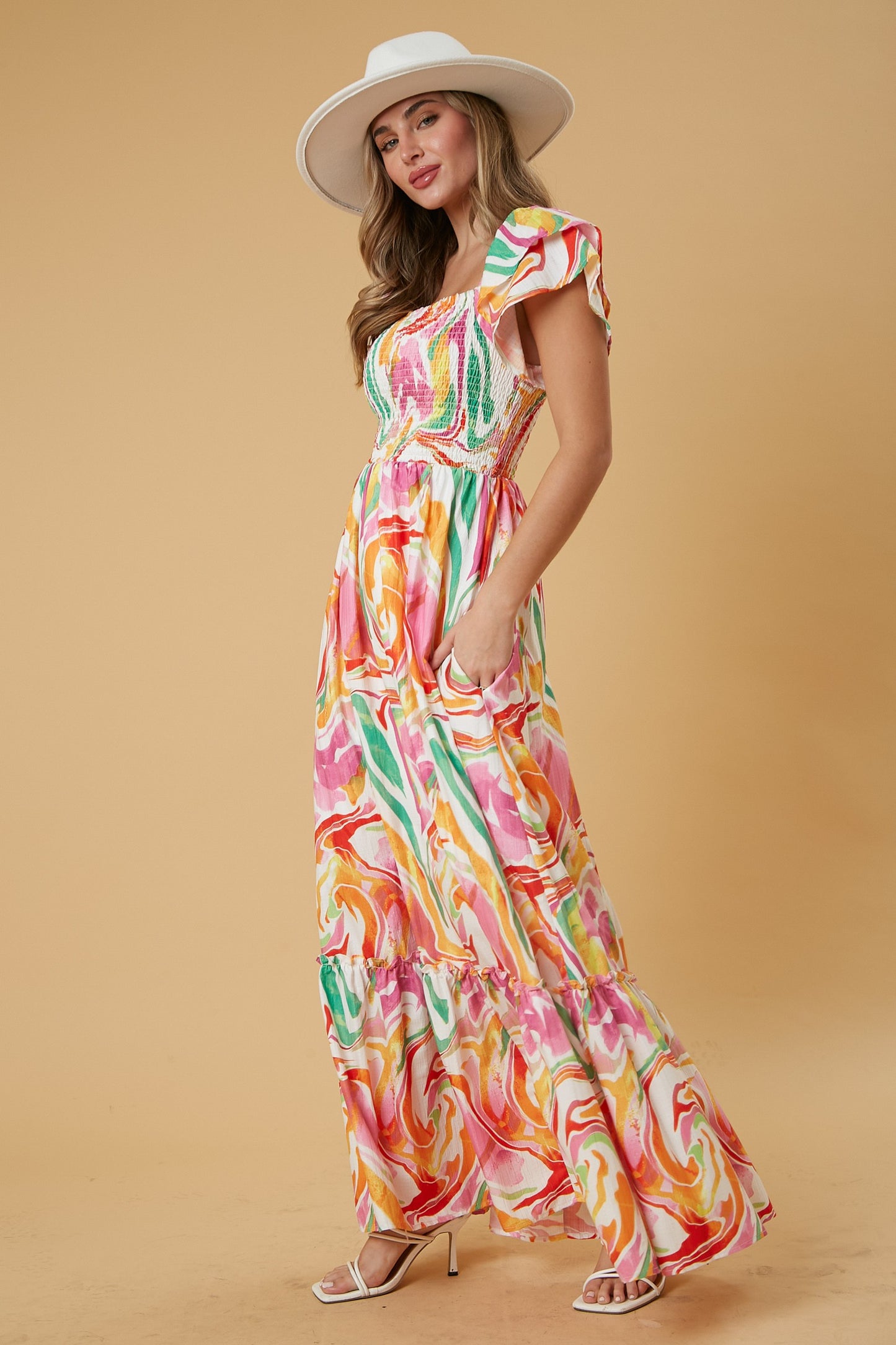 Multicolor Marble Maxi Dress