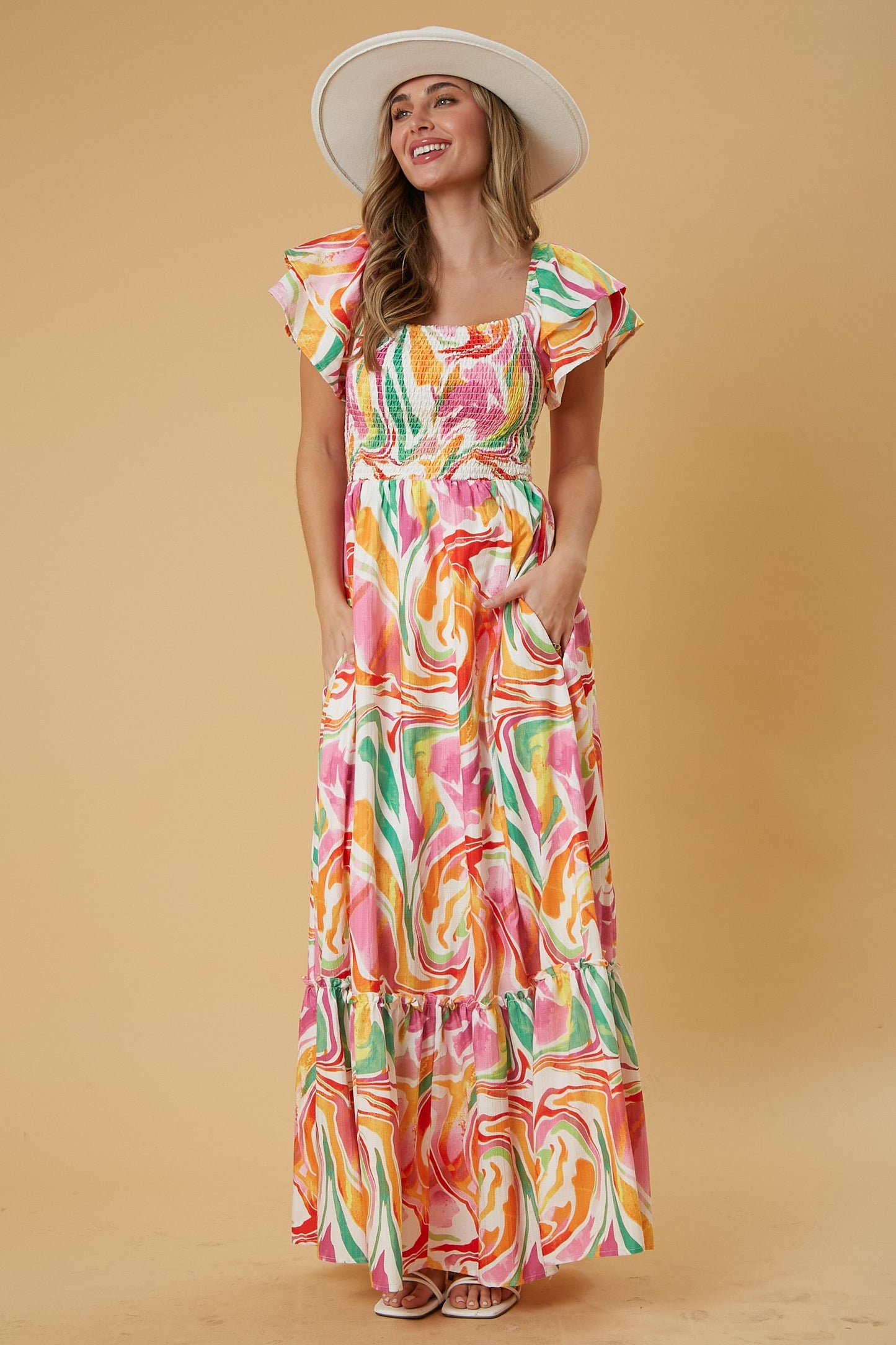 Multicolor Marble Maxi Dress