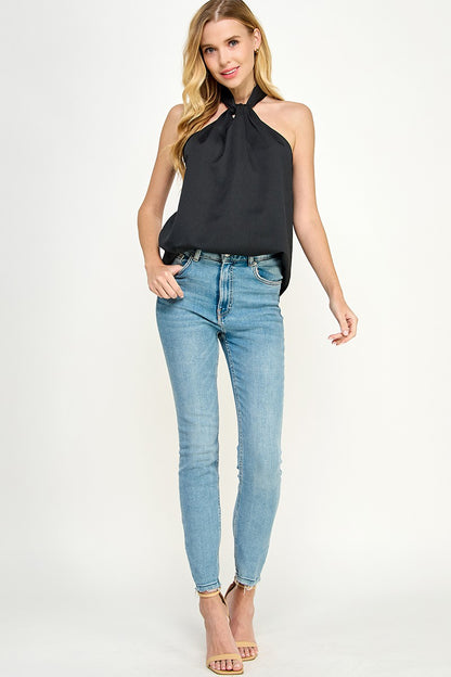 Black Halter Neck Top