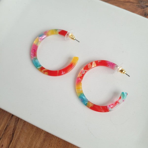 Camy Hoops - Rainbow Confetti