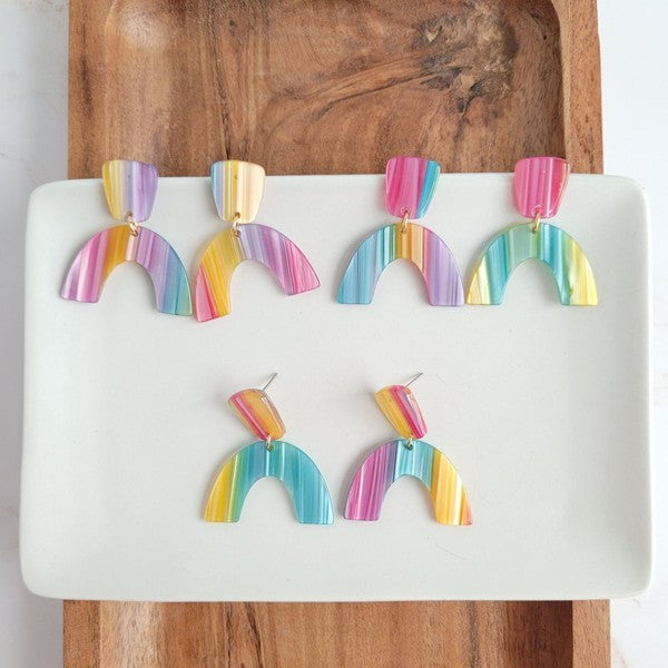 Ruby Earrings - Rainbow Stripe