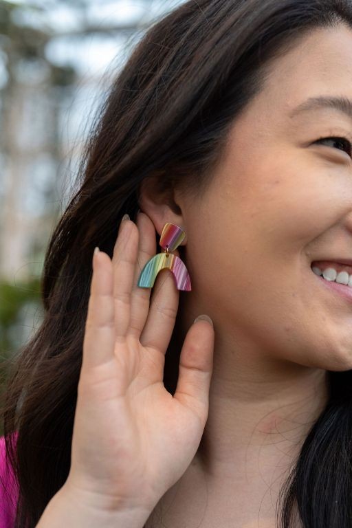 Ruby Earrings - Rainbow Stripe