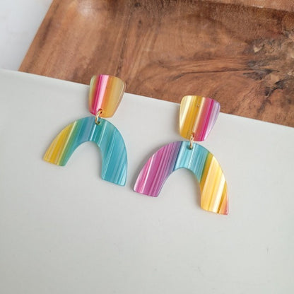 Ruby Earrings - Rainbow Stripe