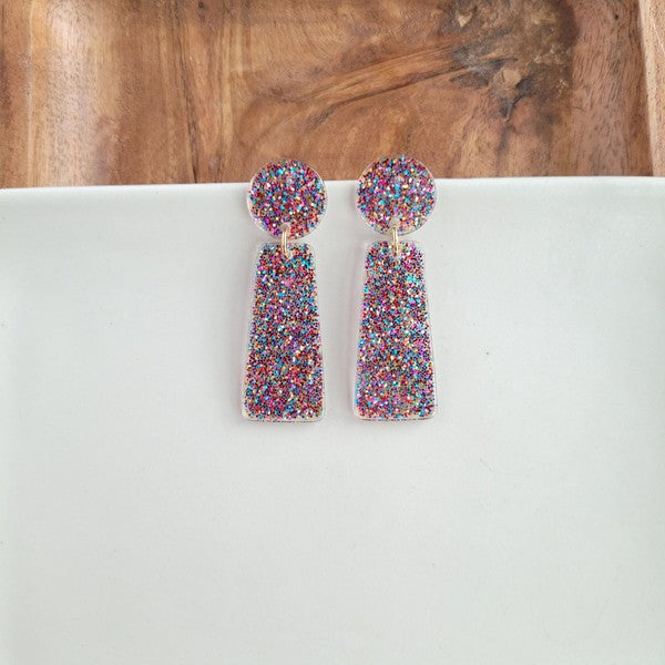 Mia Earrings - Rainbow Glitter