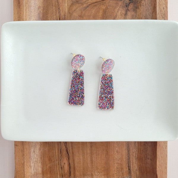 Mia Earrings - Rainbow Glitter