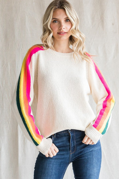 Ivory Colorful Stripe Sweater