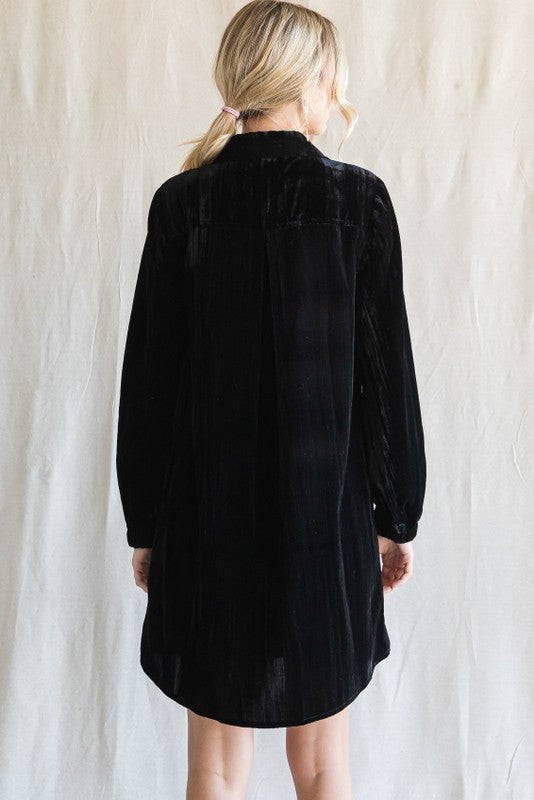 Black Velvet Shirt Dress