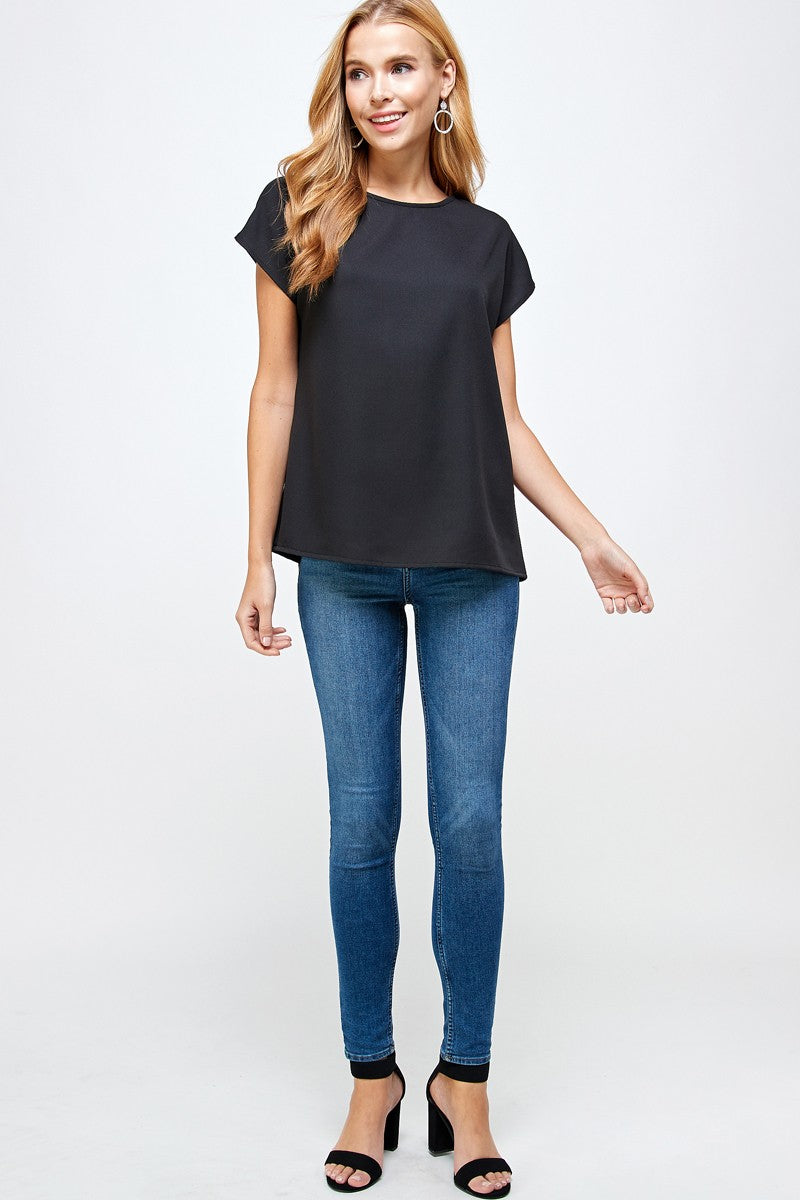 Black Cap Sleeve Top