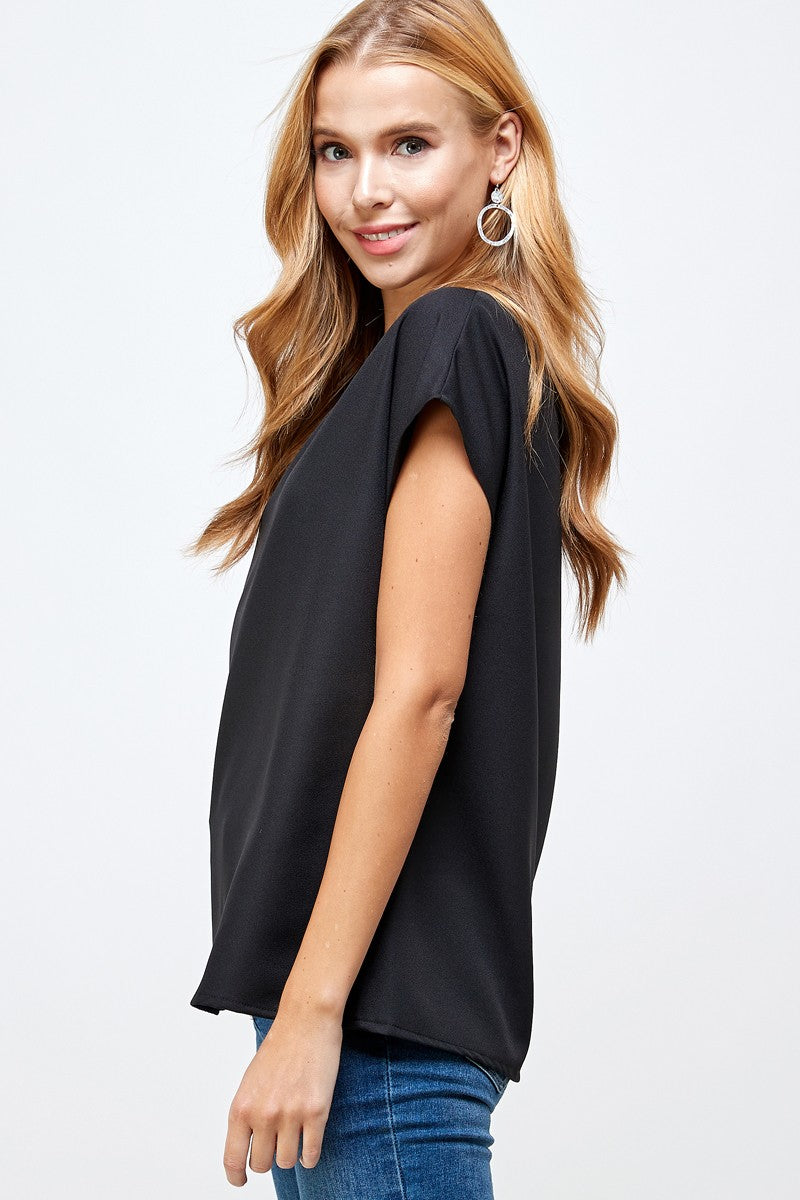 Black Cap Sleeve Top