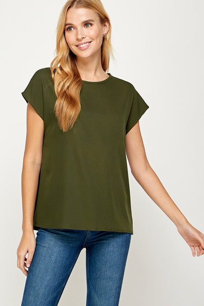 Olive Cap Sleeve Top