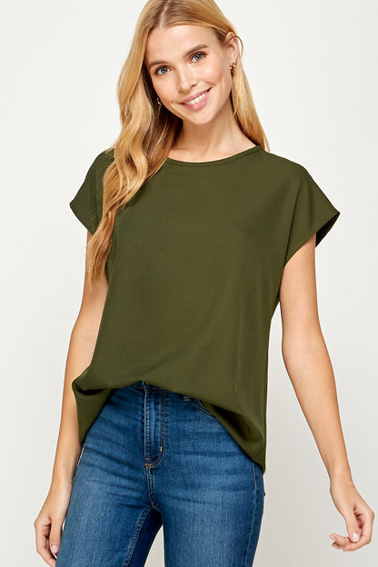 Olive Cap Sleeve Top