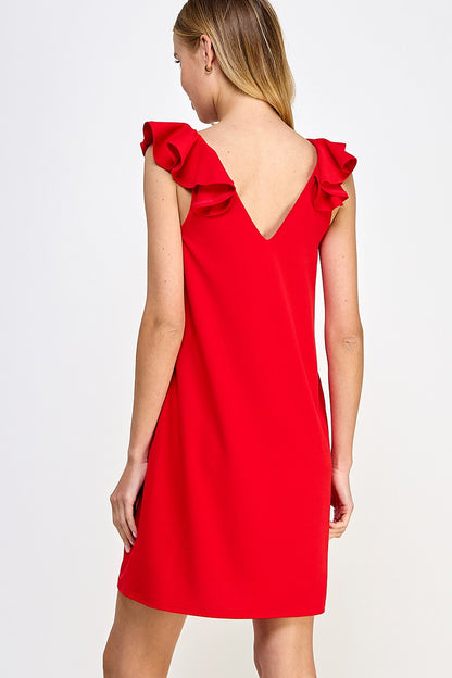 Red Ruffle Strap Dress