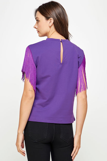 Purple Fringe Detail Top