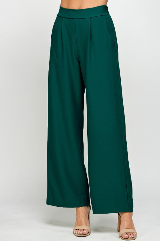 Hunter Green Wide Leg Pants