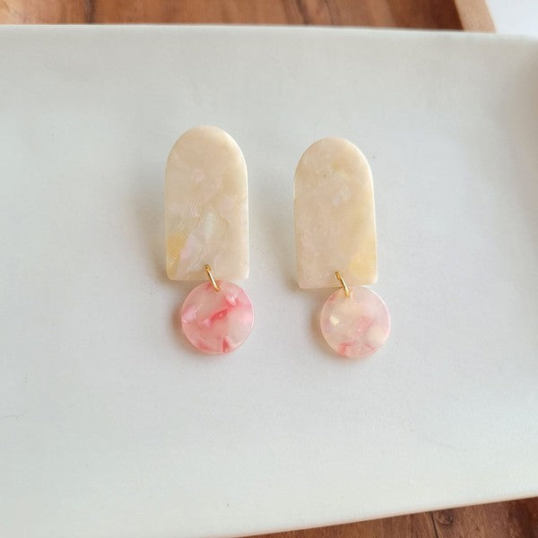 Rory Earrings - Cream & Coral