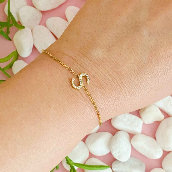 Dainty Sparkle Initial Bracelet