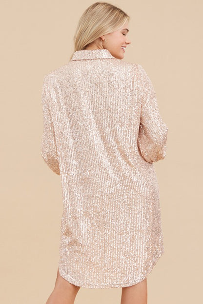 Champagne Sequin Shirt Dress