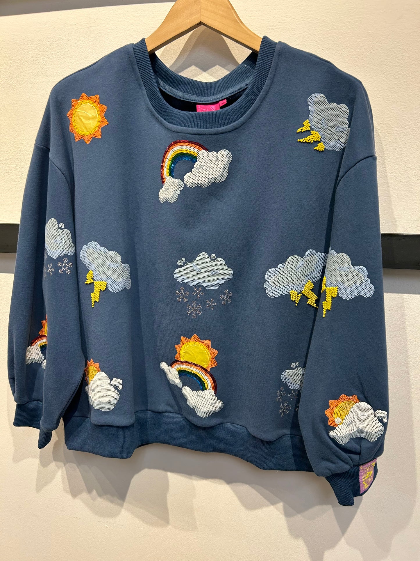 Queen of Sparkles Navy Rainbow and Rainclouds Sweatshirt