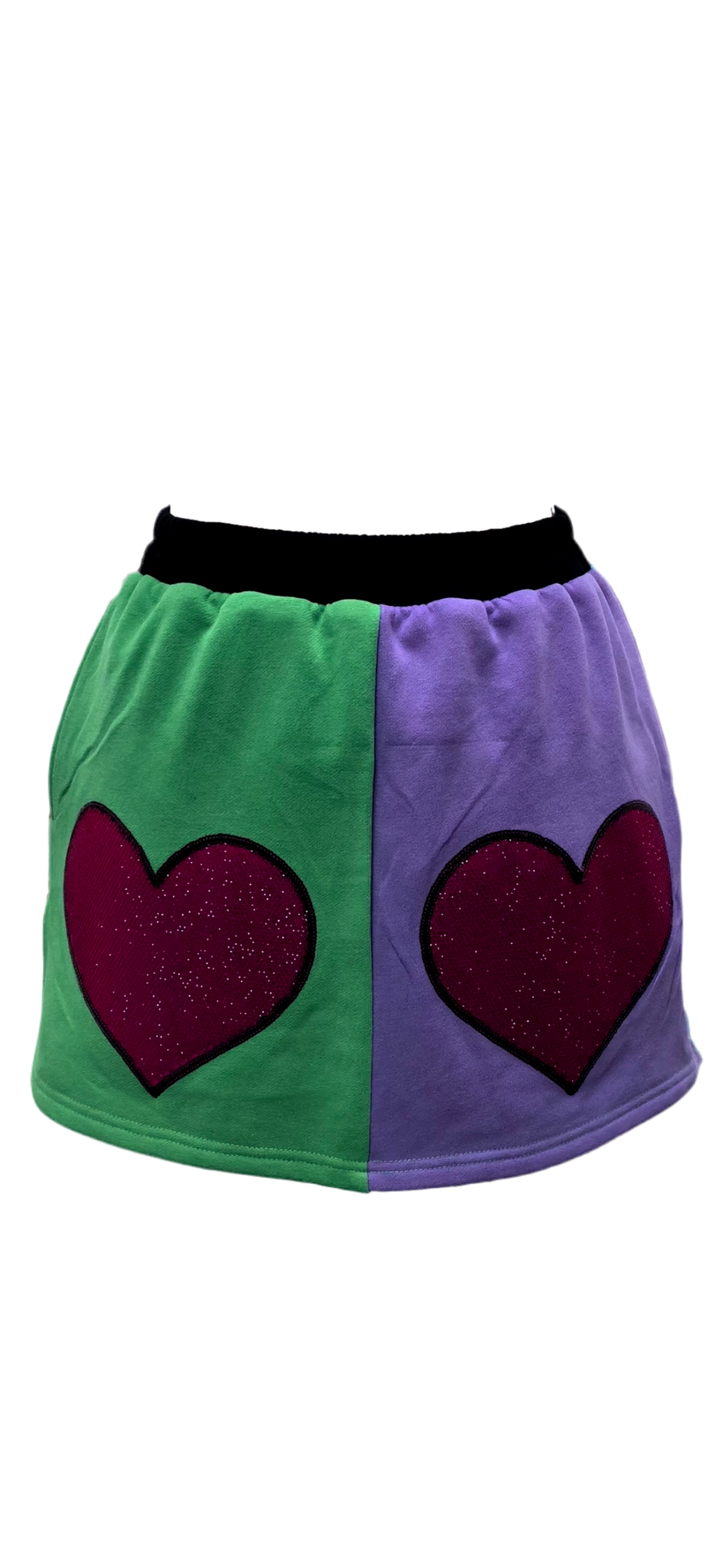 Queen of Sparkles Colorblock Rhinestone Heart Skort