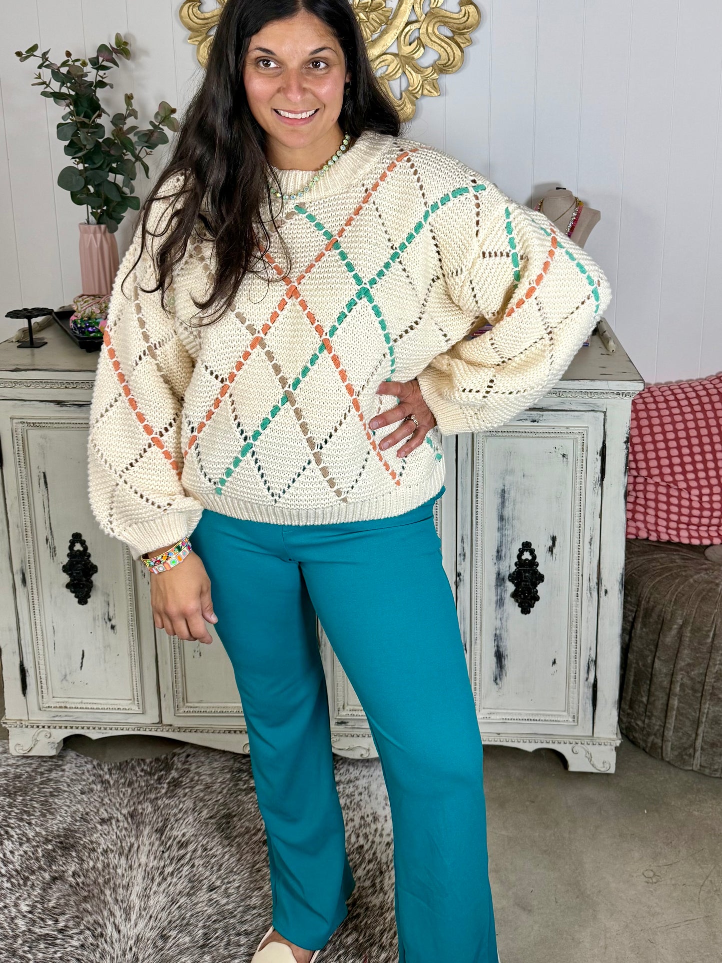 Lattice Cut Out Knit Sweater