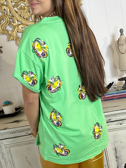 Queen of Sparkles Green King Cake Tee